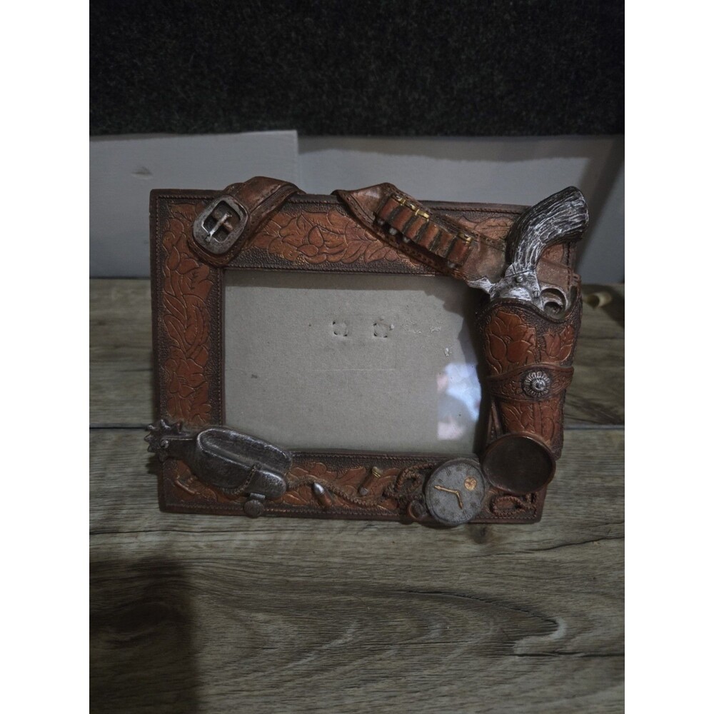 vintage 3.5 x 5 Western Gear Photo Frame
